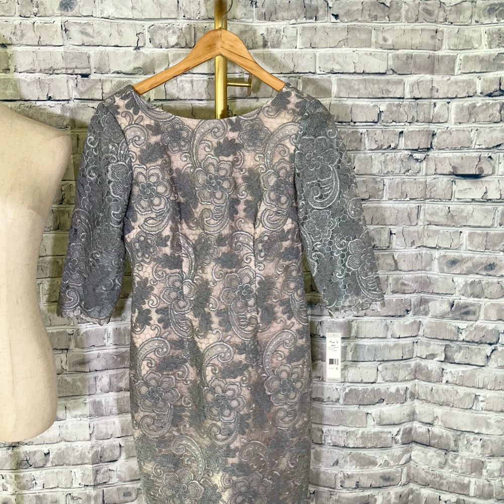 Eliza J Gray and Cream Floral Lace Dress